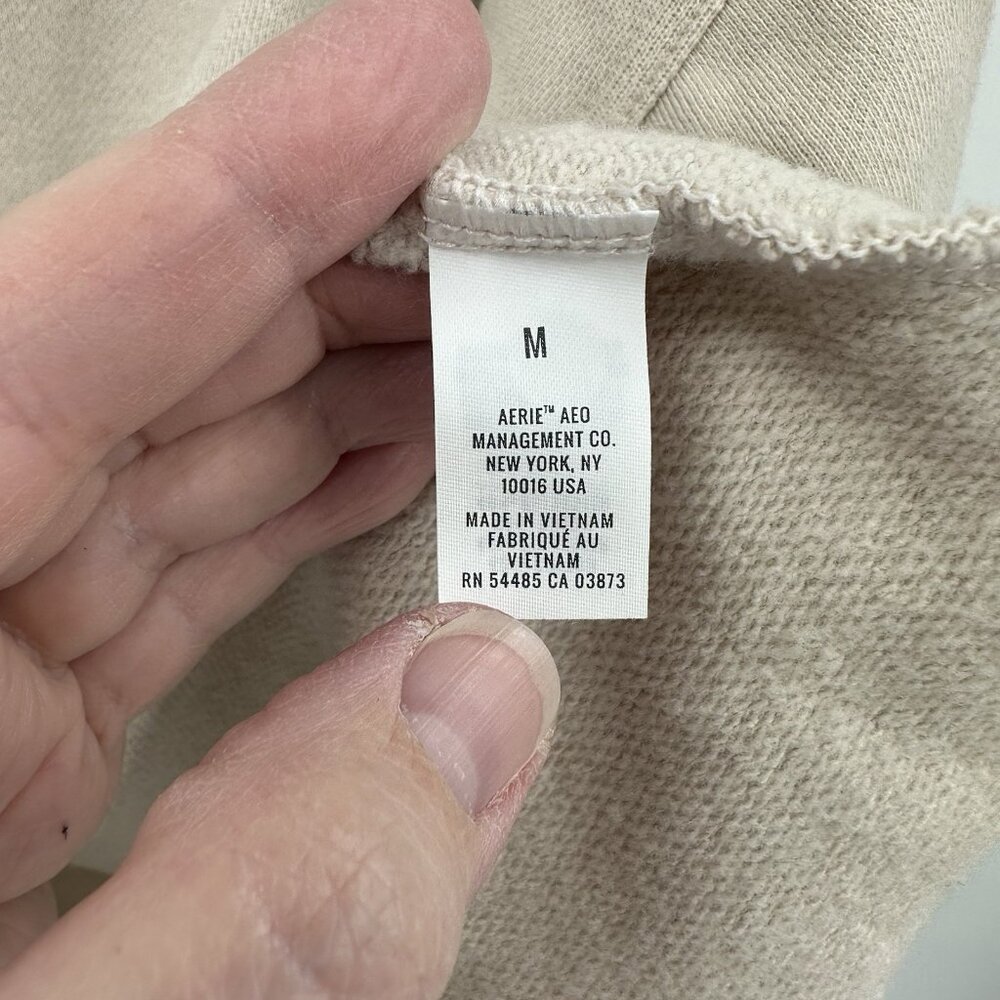 NEW AERIE turtleneck sweater pullover long sleeve sweatshirt beige oversized M - Picture 8 of 9